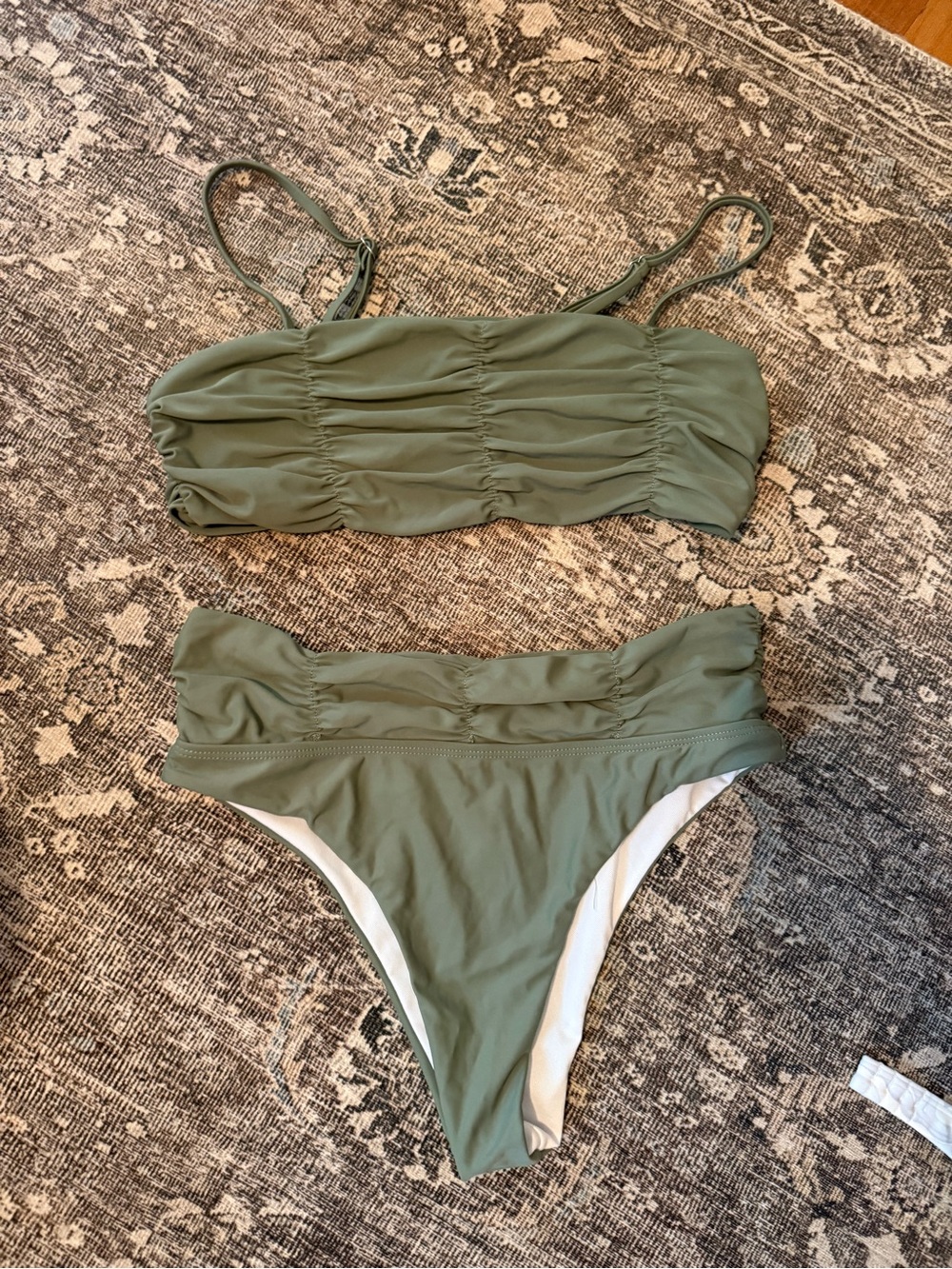 SHEIN Green Ruched Bikini Set